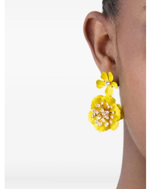 Carolina Herrera Multicolor Floral-Design Dangle Earrings