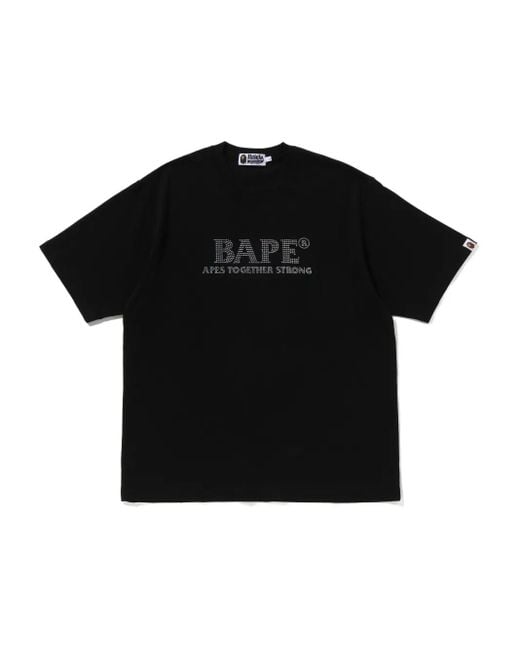A Bathing Ape Black Rhinestone-Embellished Logo T-Shirt for men