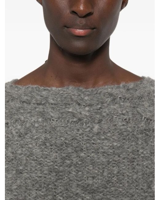 Isabel Marant Gray Ponara Cable-Knit Boat-Neck Sweater