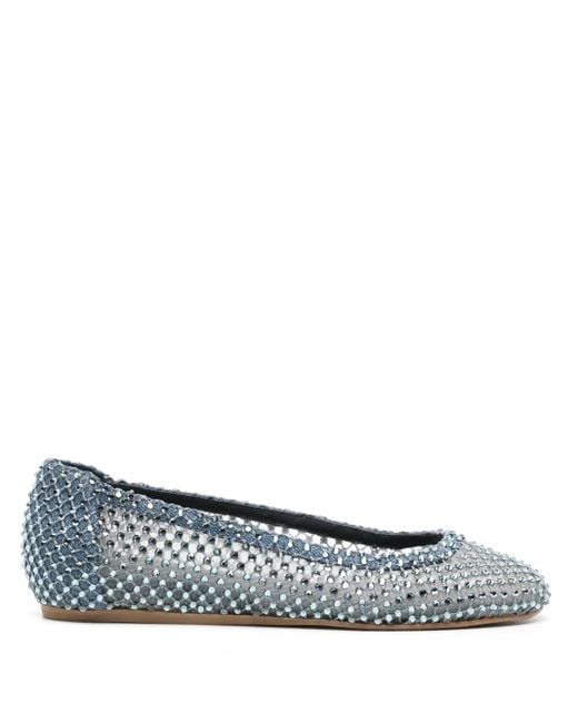 Le Silla Blue Gilda Crystal-Embellished Ballerina Shoes
