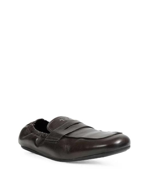 Prada Gray Shuffle Leather Loafers for men