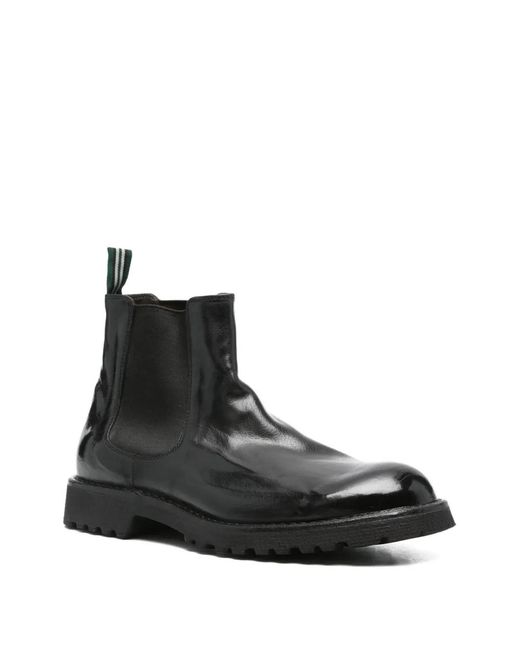 Green George Black Elasticated-Panelled Leather Boots for men