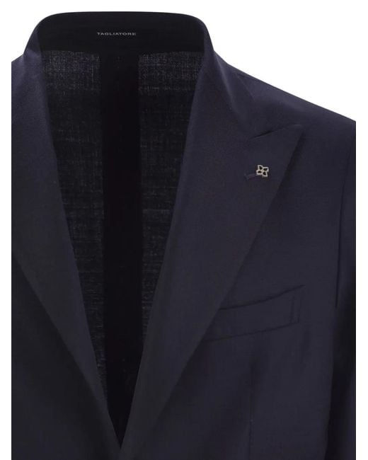 Tagliatore Blue Two-Button Wool Blazer for men