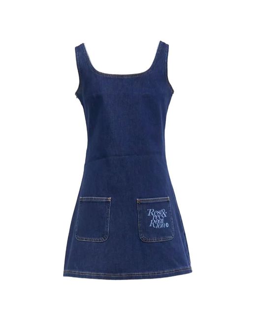Rest&Recreation Blue Logo-Print Mini Dress