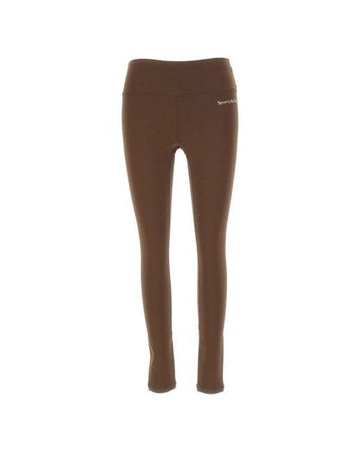 Sporty & Rich Brown Logo-Print High-Rise Trousers