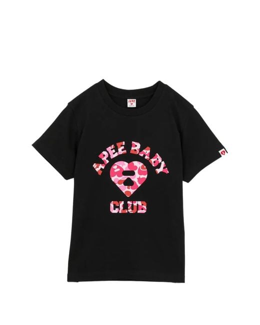AAPE BY A BATHING AP Black Camo-Heart Logo T-Shirt