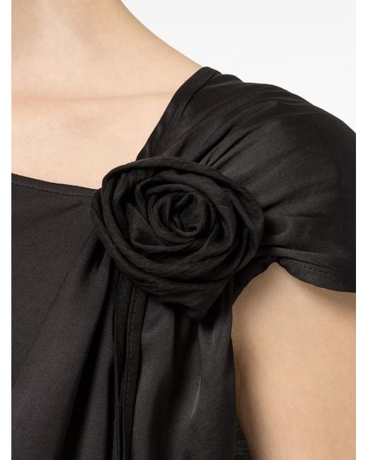 Nissa Black Floral-Detail Top