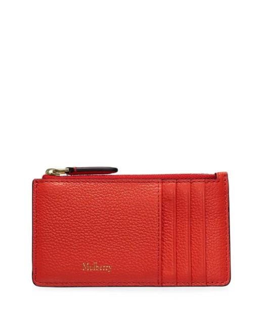 Mulberry Red Continental Grained Card Holder