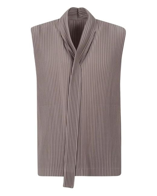 Homme Plissé Issey Miyake Men's Brown Turbine Pleated Twist T-shirt