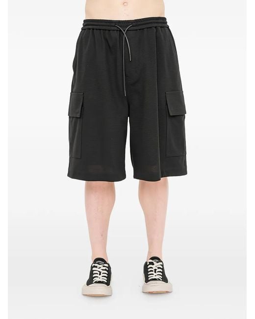 Juun.J Black Cargo-Pocket Drawstring Shorts for men