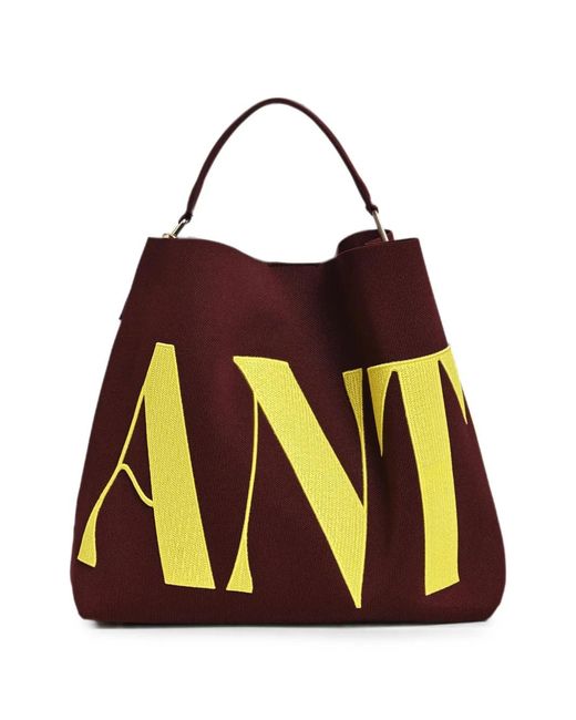 Essentiel Antwerp Purple Karoll Logo-Patch Shoulder Bag