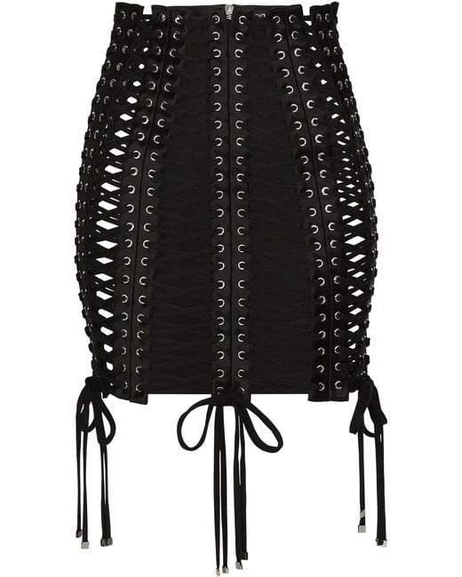 Dolce & Gabbana Mini-Rok Met Ringlets in het Black
