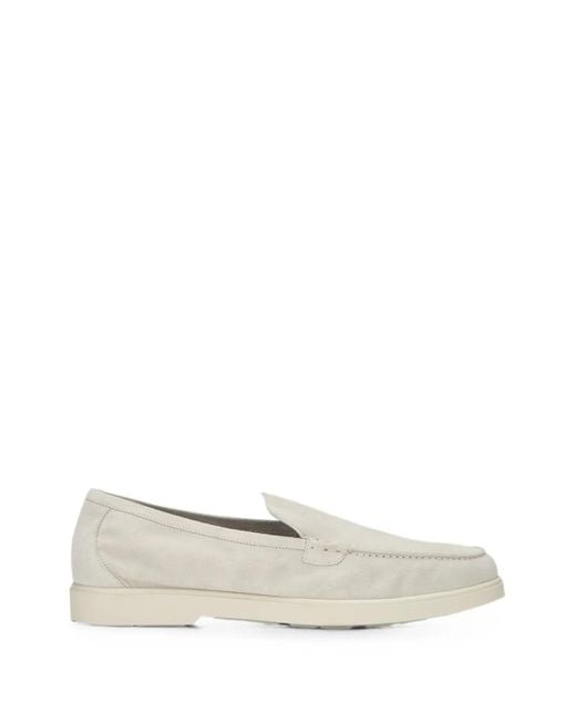 Moorer White Suede Slip-On Loafers for men