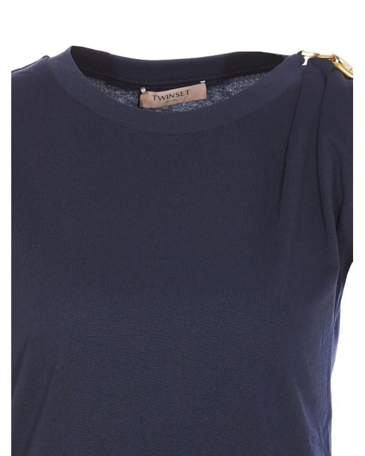 Twinset Blue Asymmetric T-Shirt