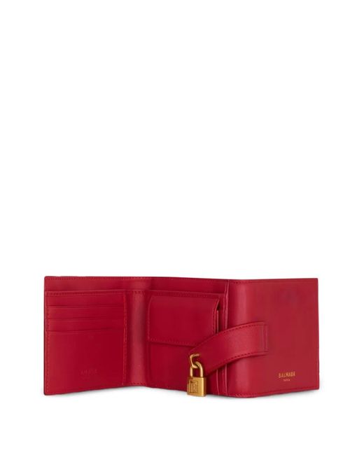 Balmain Red Pulse Trifold Smooth Leather Wallet