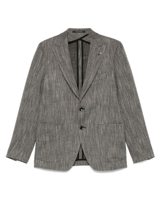 Tagliatore Gray Herringbone-Pattern Blazer for men