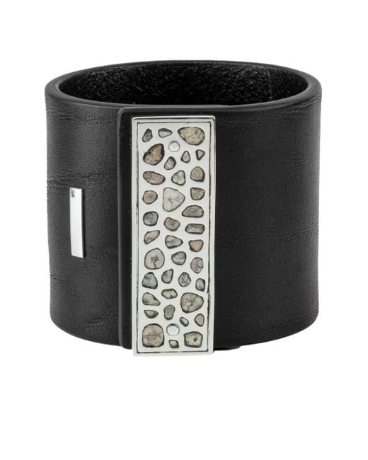 Parts Of 4 Black Sterling And Diamond Strap Bracelet