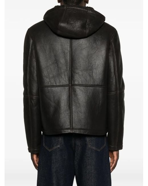 Dondup Black Hooded Shearling Jacket for men