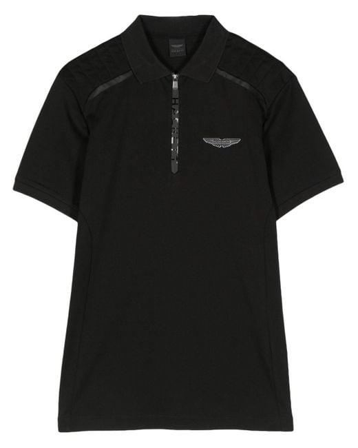 Hackett Black Aston Martin Logo Polo Shirt for men