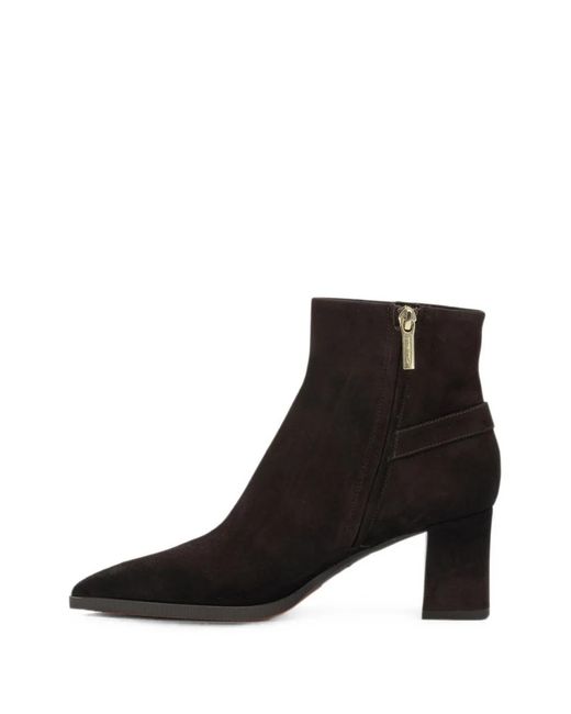 Santoni Black Buckle-Detail Pointed-Toe Ankle Boots