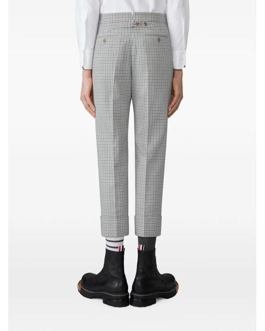 Thom Browne Gray Wool Pique Gunclub Check Double Needle Stitch Trousers for men