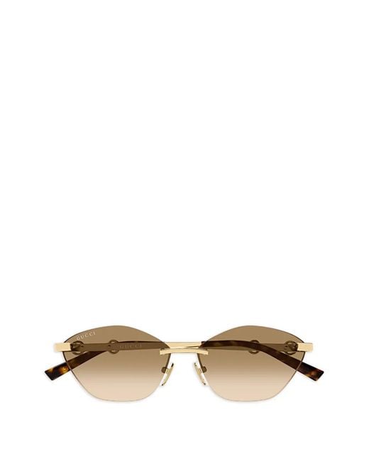 Gucci Natural Cat-Eye Rimless Sunglasses