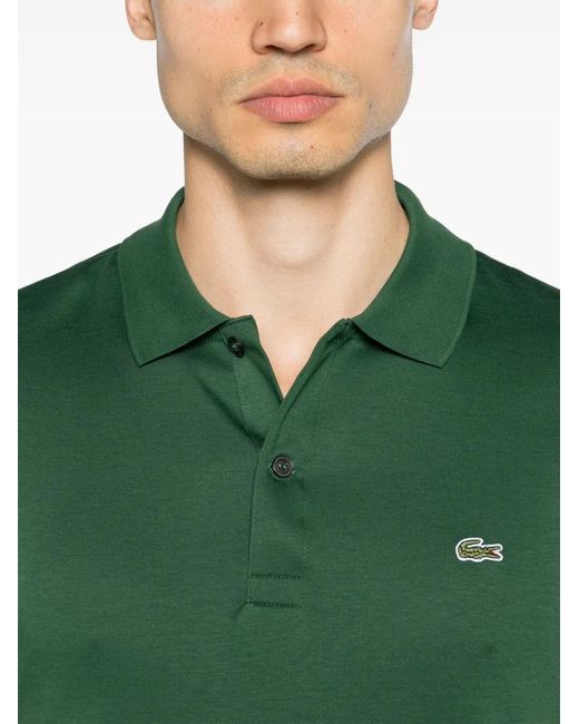 Lacoste Green Logo-Patch Jersey Polo Shirt for men