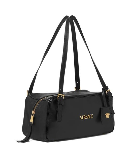 Versace Black Logo-Plaque Shoulder Bag