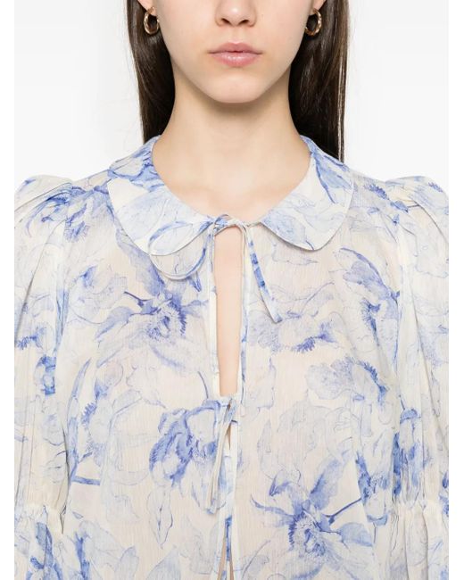 Maje White Bluse Mit Blumen-Print