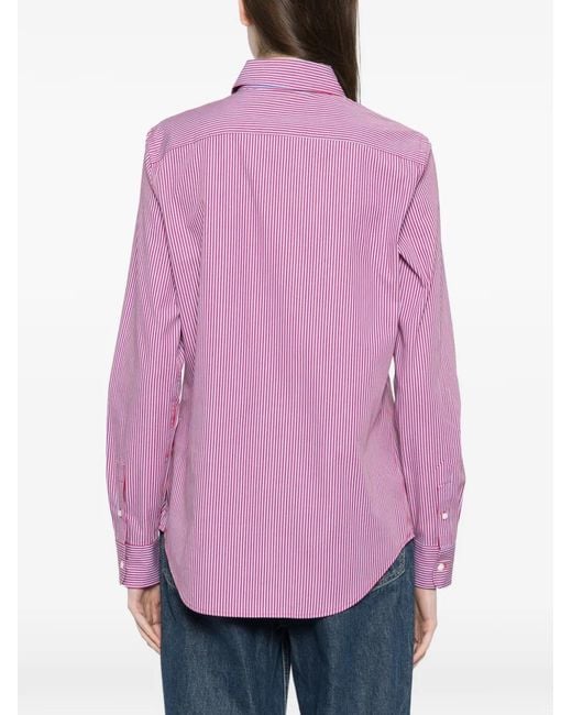 Polo Ralph Lauren Pink Logo-Embroidered Striped Shirt