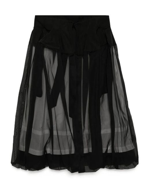 Toga Black High Twist Gauze Skirt