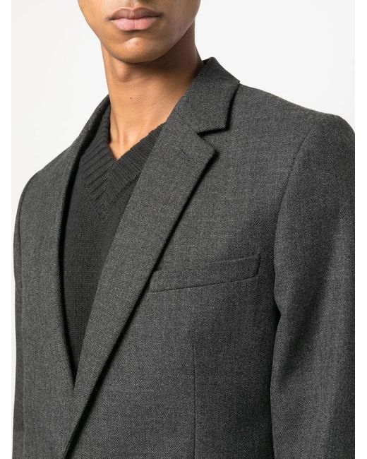 AMI Black Single-Breasted Virgin Wool Blazer