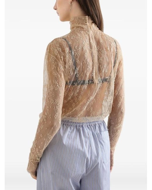 Dolce & Gabbana Natural Chantilly Lace Blouse