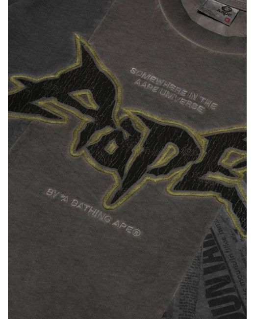 Aape By A Bathing Ape Black T-Shirt À Imprimé Patchwork for men