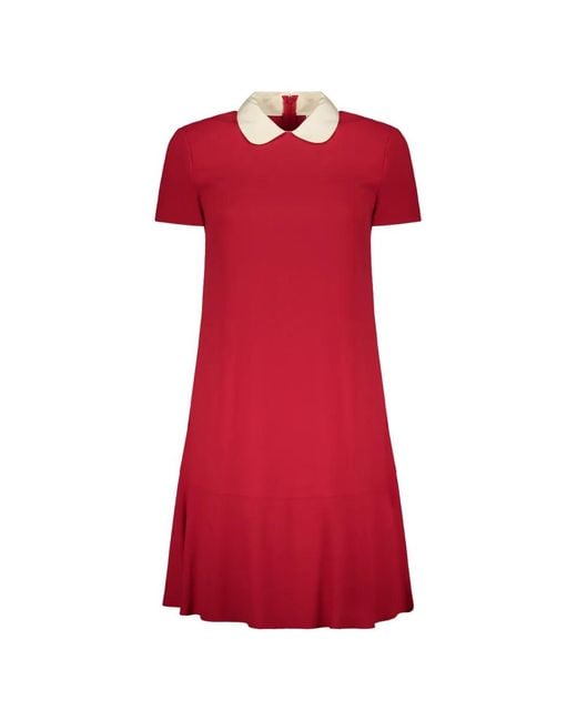 RED Valentino Red Contrast-Collar Short-Sleeve Dress