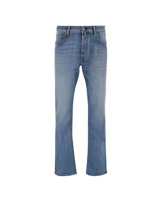Jacob Cohen Blue Button Straight Jeans for men