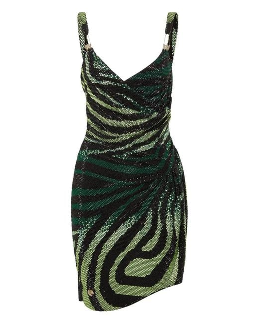 Philipp Plein Green 'Mini Dress Crystal'