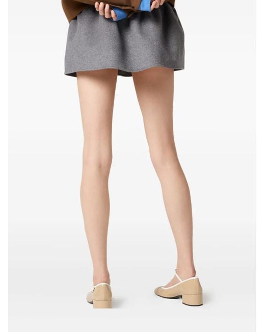 Miu Miu Gray Wool-Cashmere Mini Skirt