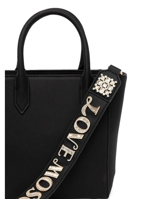 Love Moschino Black Jewel-Embellished Top-Handle Bag