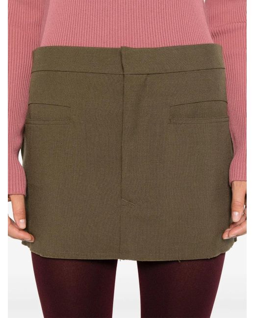 Rick Owens Green Cut-Off Mini Skirt