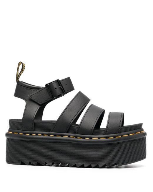Dr. Martens Black 70Mm Buckled Platform Sandals