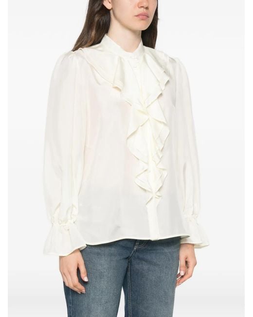 Marella White Buttoned Ruffled Shirt