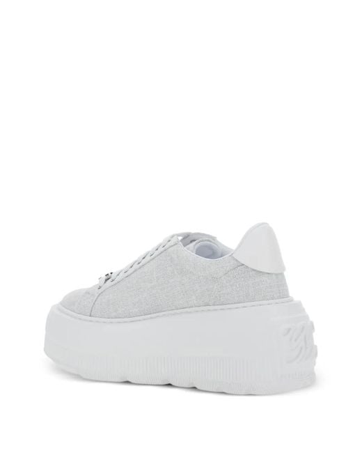 Casadei White Nexus Platform Embellished Sneakers