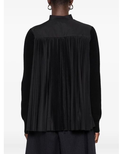 Sacai Black Gerippter Cardigan Mit Knöpfen