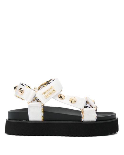 Versace Jeans Black Studded Touch-strap Sandals