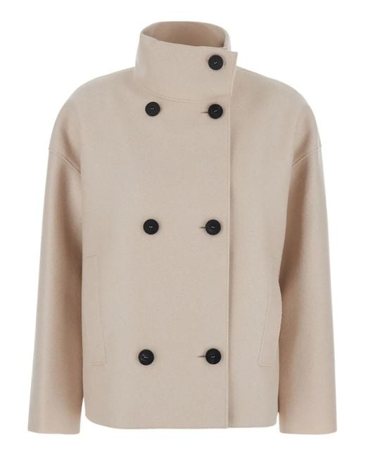 Harris Wharf London Natural Double-Breasted Jacket