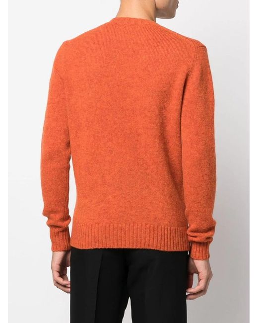 Ballantyne Orange Choker Ribbed Knit Jumper for men