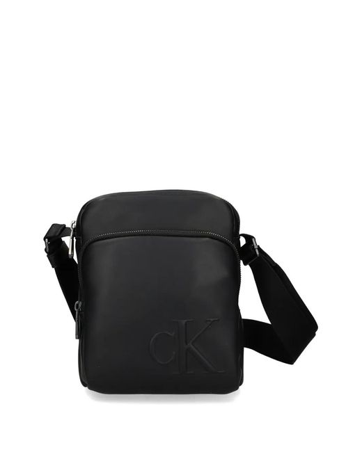 Calvin Klein Black Logo Zip Messenger Bag for men