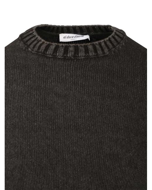 Al Duca D'aosta Black Ribbed-Trim Crew-Neck Sweater for men