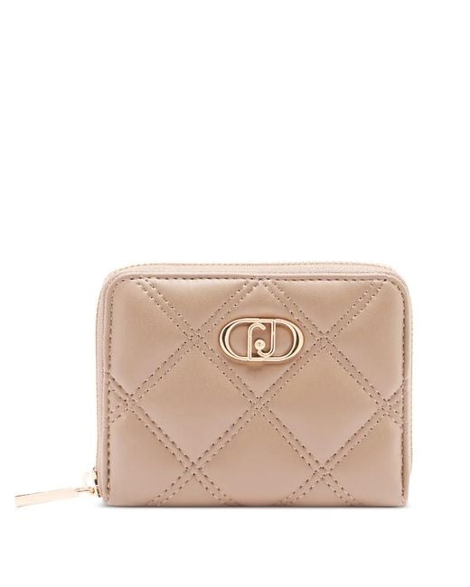 Liu Jo Natural Monogram-Plaque Quilted Wallet